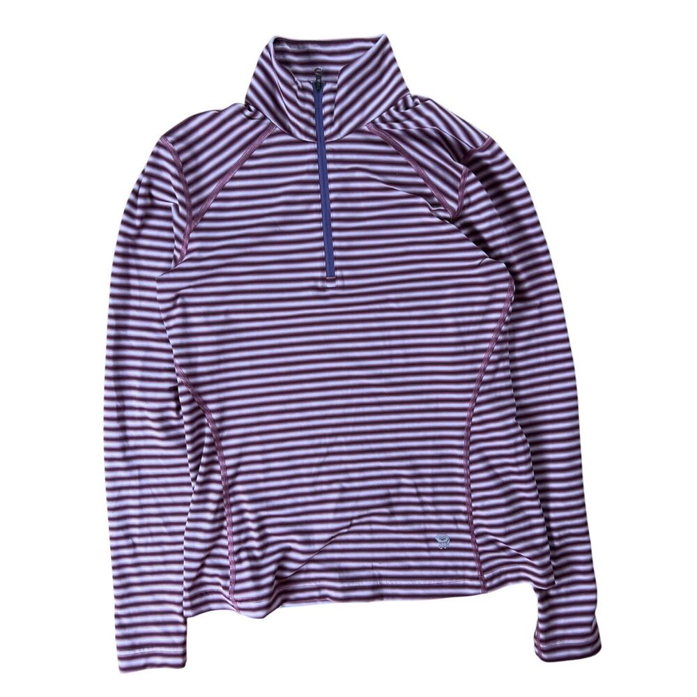 Mountain Hardwear Small Purple Striped Womens 1/4 Zip Performance Pullover